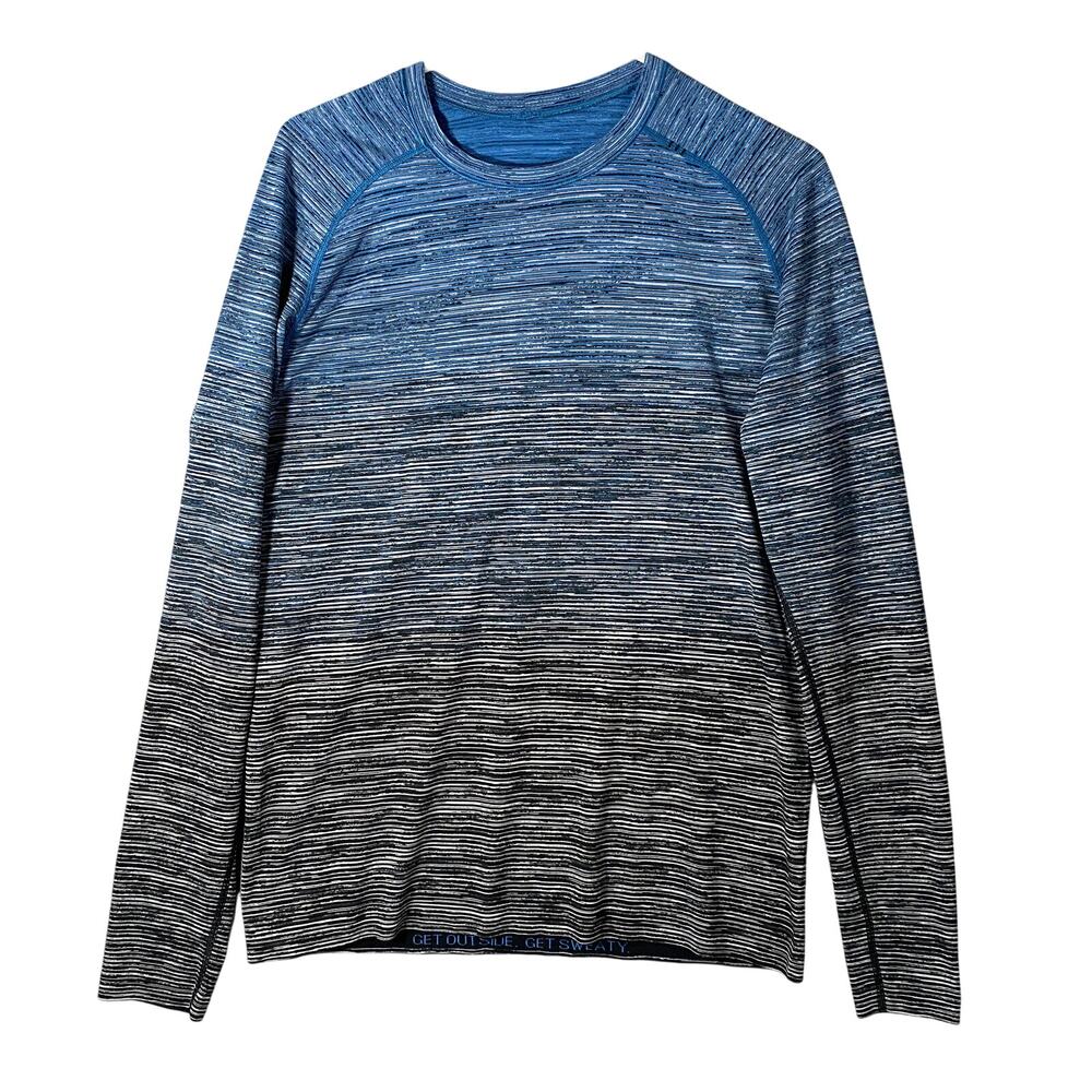 Lululemon Metal Vent Tech Athletic Long Sleeve Shirt Ombre Grey Blue Mens Medium